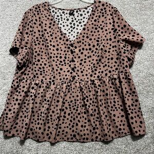 SHEIN Loness Curve Woman’s animal Print Short Sleeve Blouse Top Size 2XL